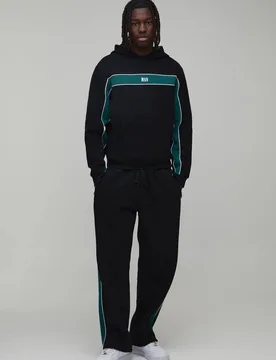 Men's Boxy Man Sport Panelled Hooded Tracksuit Black Size Small Black S - boohooMAN - FashionsVida