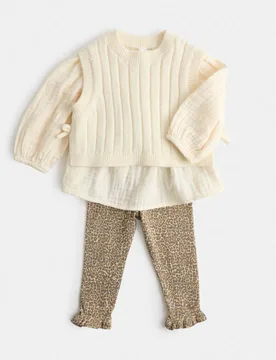 Piece Cotton Rich Outfit (0-5 Yrs) Cream Mix Female - M&S - FashionsVida