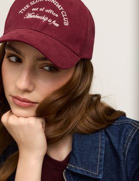 Cappellino da baseball in cotone con scritta ricamata - maroon