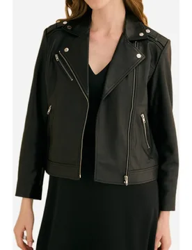 Cazadora biker de mujer de piel - Bimani - FashionsVida