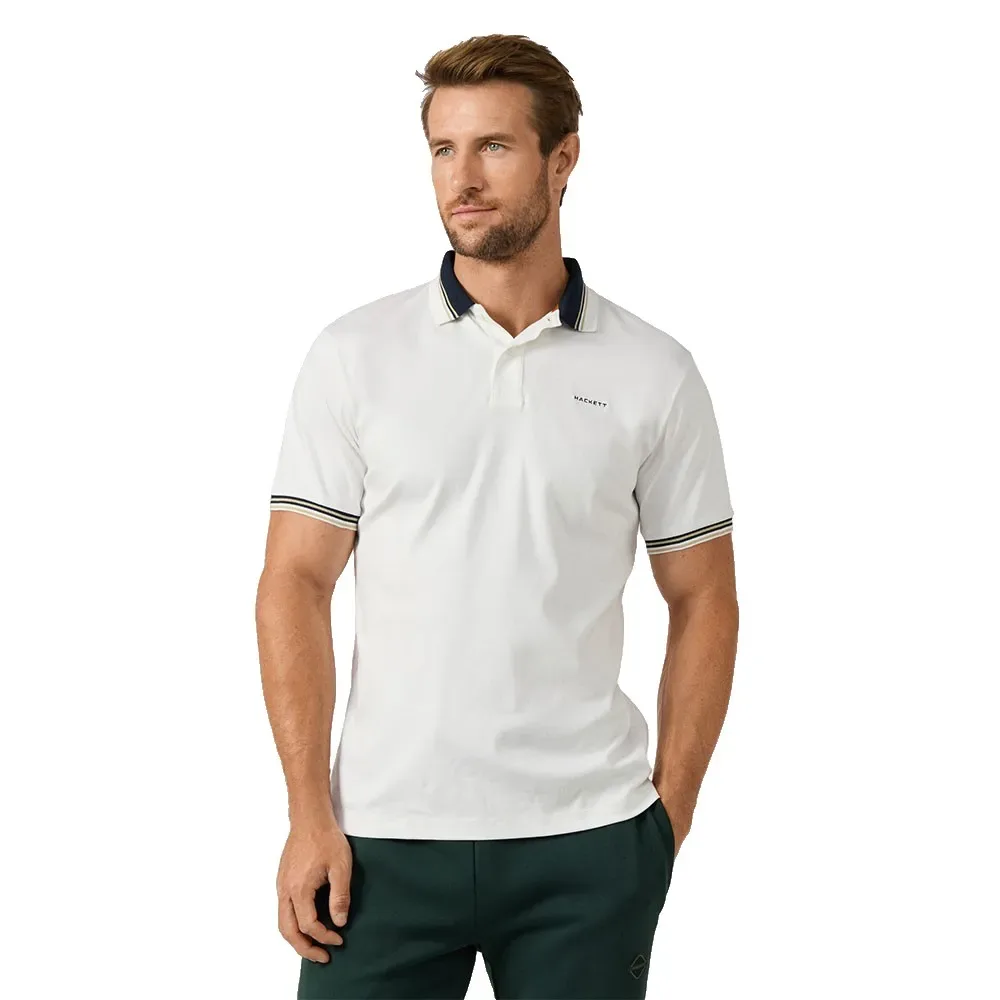 Polo A Maniche Corte Hm5600230 Optic White L - Hackett - FashionsVida
