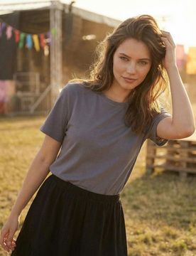 T-shirt with viscose blend - steel blue
