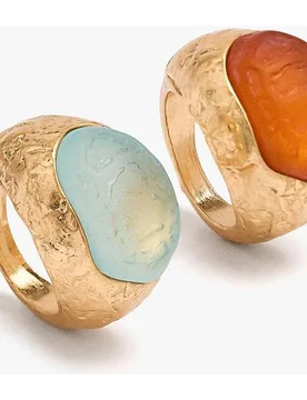 Pack de 2 anillos con piedras centrales - Parfois - FashionsVida
