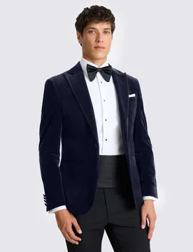 Slim Fit Velvet Jacket Dark Navy male - MOSS - FashionsVida