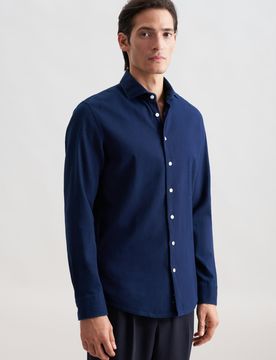 Slim Casual Hemd Struktur Blau 40