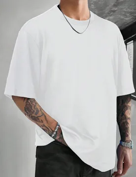 Camiseta casual de manga corta y cuello redondo de unicolor con corte holgado para hombre - Shein - FashionsVida
