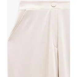 Pantalones rectos de mujer con cintura elástica en liso