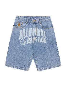 Faded Arch Logo Denim Shorts - Light Wash