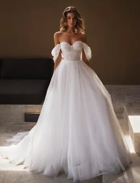 Charming Beads Wedding Dresses For Woman Bridal Off the Shoulder A-LINE Sweetheart Tulle Robe De Mariée Customized - Aliexpress - FashionsVida