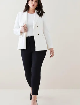Womens Plus Size Essential Techno Woven Trouser - Black Cotton - Size 20 Uk - Karen millen - FashionsVida