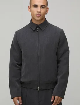 Herren Fischgrätmuster Entspannte Passform Maßgeschneiderte Koordinierte Jacke Black Größe XS - boohooMAN - FashionsVida