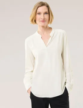 Easy Care Viskose Bluse, normale Größen, Farbe Weiß, 46, elastisch weichfließend Damen - Walbusch - FashionsVida