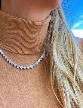 Hip Hop Iced Out Bling AAAA Zircon Heart Tennis Chain Necklace Women Fashion Jewelry Gold Silver Color Pink CZ Choker Necklace - Aliexpress - FashionsVida