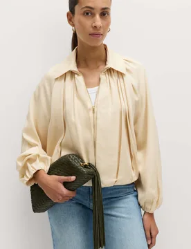 Pure Lycocell Pleated Bomber Jacket Ivory female - M&S - FashionsVida