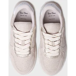 Zapatillas de piel de mujer con tejido de rejilla