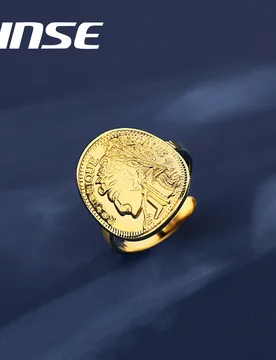 JINSE Gold Color Coin Stainless Steel Women's Adjustable Ring Men Knight Signet Luxury Accessories Lady Face Unique Design Gift - Aliexpress - FashionsVida