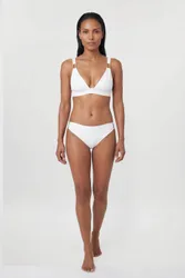 Women's Trim Detail Bikini Bottoms in White Size: Small - White - Size: S
