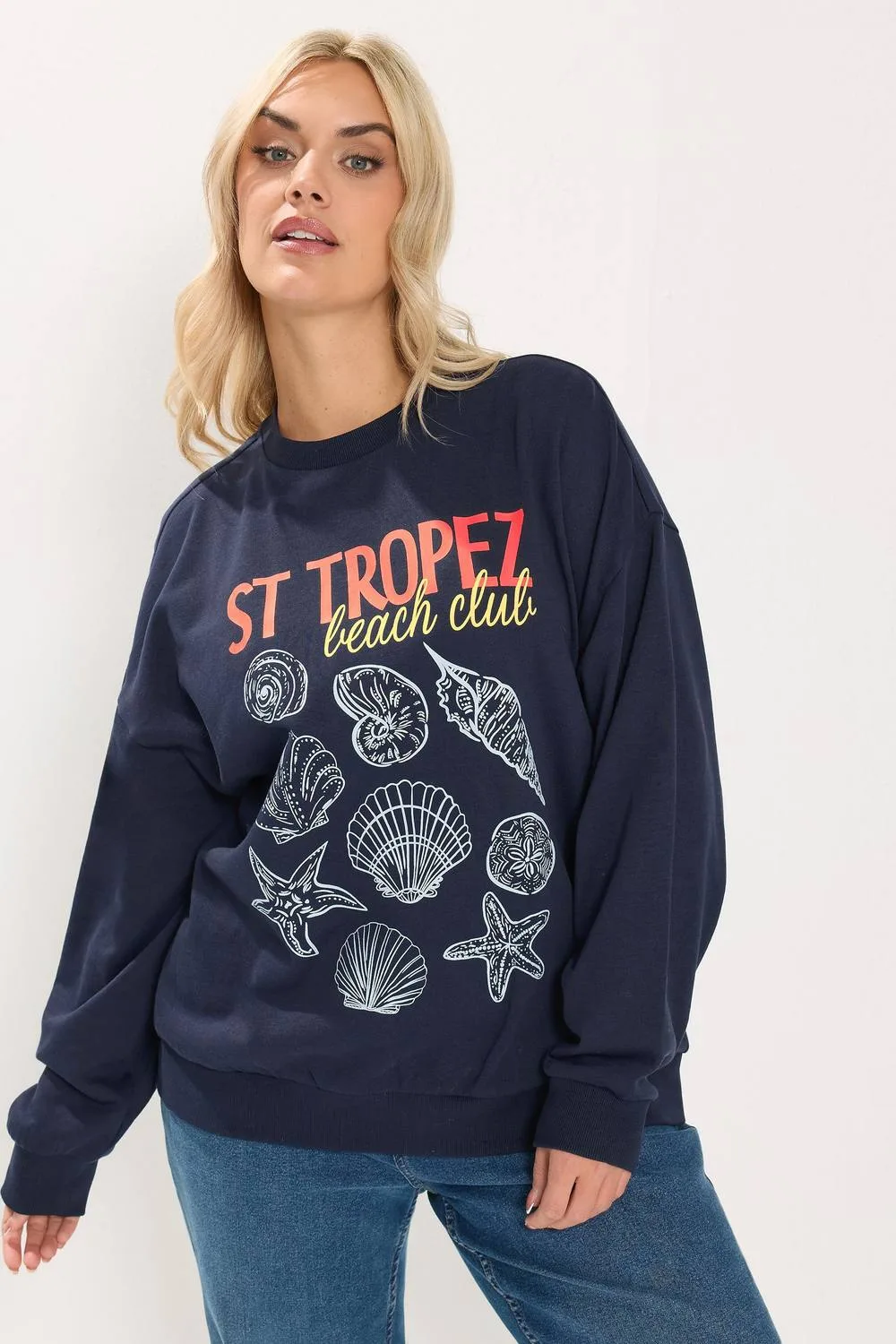 St Tropez' Shell Sweatshirt - Mid Navy - Size: 18 - Yours - FashionsVida