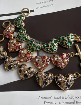 Fashion Jewelry Vintage OT Clasp Heart-Shaped Colorful Rhinestone Bracelet for Women, Wedding Party Accessory - Aliexpress - FashionsVida