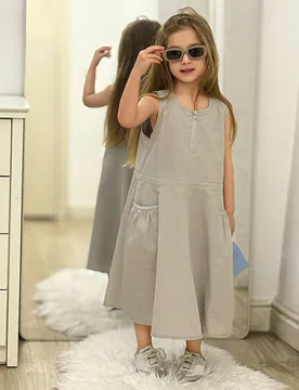 Vestido de unicolor estilo coreano para niñas jóvenes, primavera/verano - Shein - FashionsVida
