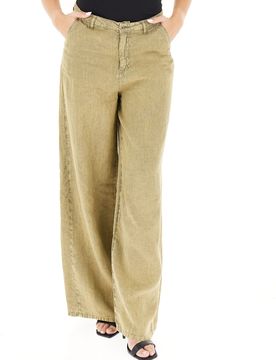 Pantalone in lino VERDE OLIVA M