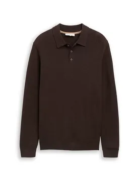 XL structured knit polo male