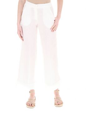 LINKS Pantalone in lino PANNA 48