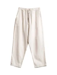 Jogger pants pantaloni in cotone con elastico in vita - panna