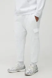Herren Plus Basic Skinny Fit Cargo Jogginghose Grey Marl Größe 3XL