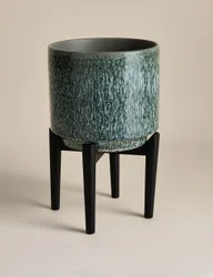 Large Reactive Glaze Ceramic Plant Pot Blue