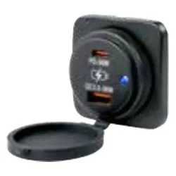 Usb-a Usb-c Power Socket Black 49.21 x 49.21 x 19.05 mm unisex