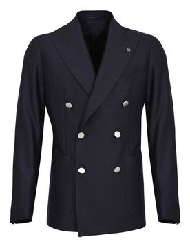 Giacca Doppiopetto In Lana Vergine Navy