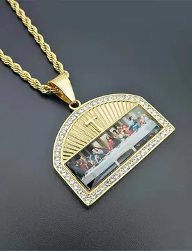 Religious The Last Supper Pendant Necklace For Men Stainless Steel Gold Color Iced Out Bling Cross Necklace Male Jewelry - Aliexpress - FashionsVida