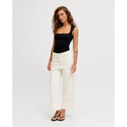 Jack & Jones - Vaquero de mujer wide cropped de tiro alto