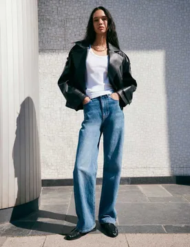 High Waisted Relaxed Straight Jeans Light Indigo female - M&S - FashionsVida