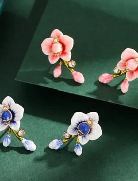 New Arrival Sweet Design Sense Autumn Nice Enamel Glaze Rhinestone Pink Blue Orchid Flower Bud Blossom Earrings for Women Female - Aliexpress - FashionsVida