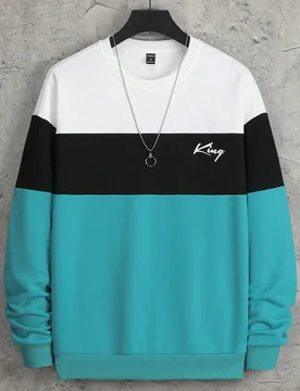 Sudadera de hombre con bloqueo de color e impresión de letras en los hombros, para otoño - Shein - FashionsVida