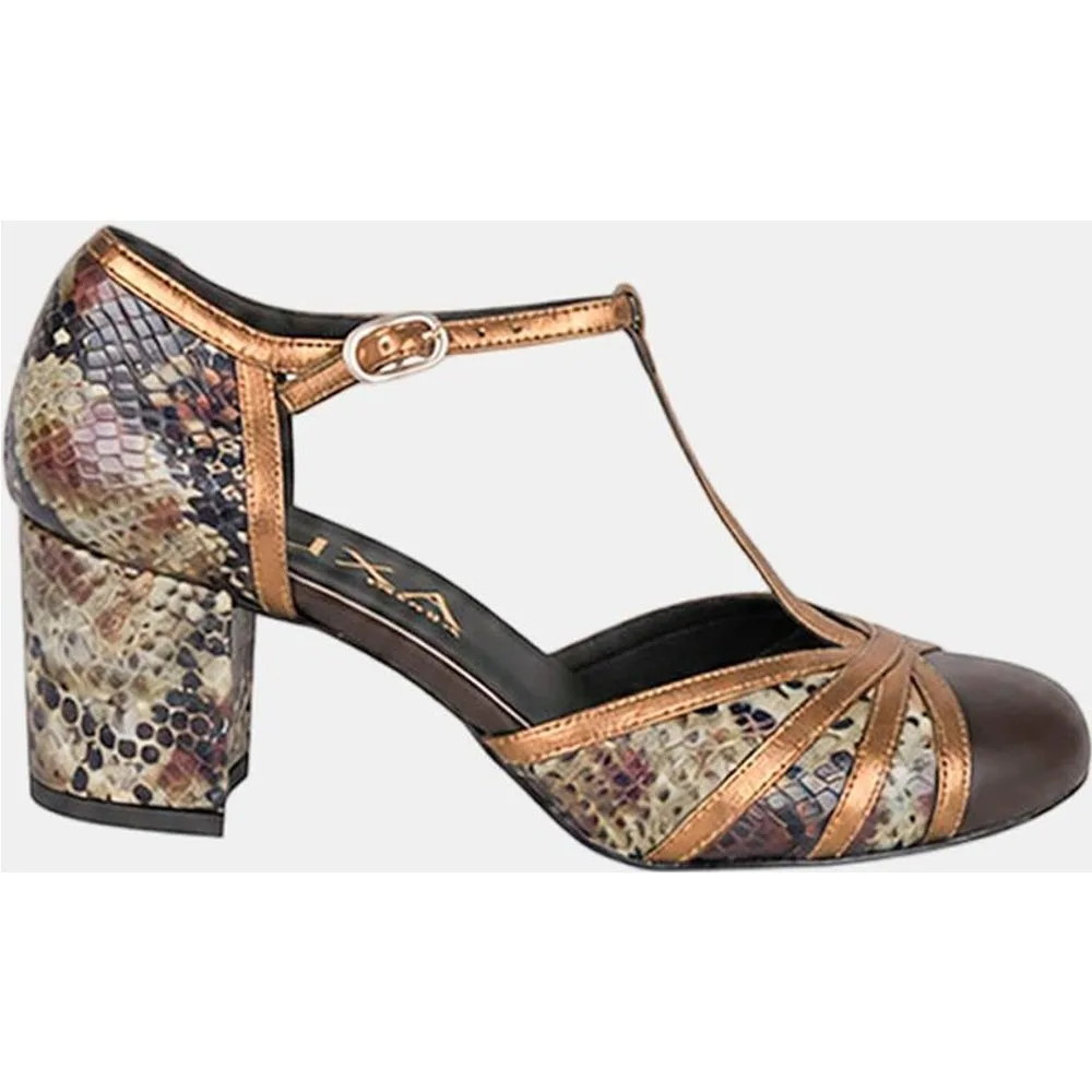 Sandalia de mujer en piel y serpiente - Miuxa - FashionsVida