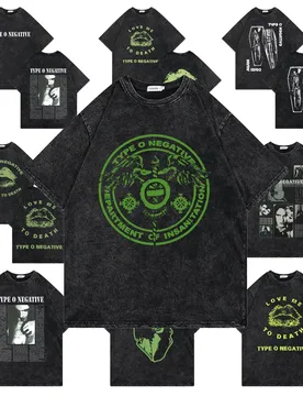 Washed Vintage Type O Negative Merch T-shirt Male Rock Casual Oversized Short Sleeve T Shirt Men Women Metal Gothic Punk Tshirt - Aliexpress - FashionsVida
