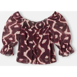 Blusa fruncida estampado marrones
