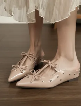 Luxury Bow Rhinestone Women's Mules Mary Jane Inner Height Increase Pointed Head Half Drag Single Shoes for Women Zapatos Mujer - Aliexpress - FashionsVida