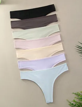 Piezas Ropa interior de malla de color sólido claro para mujer, bragas tanga sedosas y transpirables, ropa interior suave y cómoda para casa, entren - Shein - FashionsVida