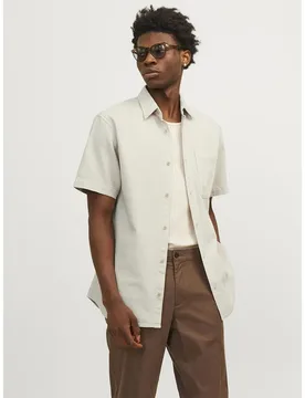 Chemise à Manches Courtes Creek Wi 075 Ecru M - Jack & jones - FashionsVida