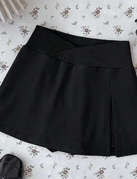 Vestido ajustado de punto negro para niñas preadolescentes con leggings integrados y falda casual - Shein - FashionsVida