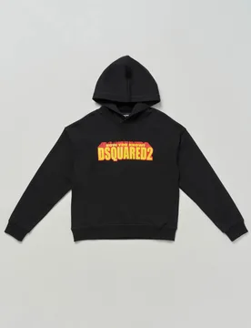 Felpa nera con cappuccio e scritta logo 3D - Dsquared2 - FashionsVida