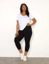 Cotton Rich High Waisted Cropped Leggings Black female