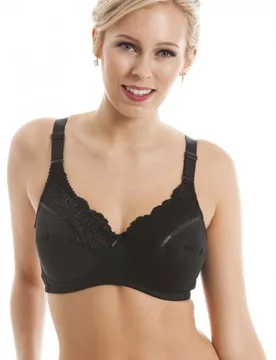 Women's Non Wired Full Cup Support Mastectomy Bra in Black Size: 40C - Black - Size: 40C - Camille - FashionsVida