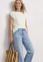 Dropped Shoulder Shirt mit Raffung female Weiß