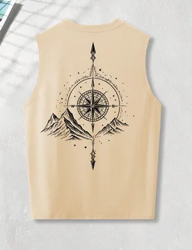 Camiseta de tirantes sin mangas de cuello redondo con estampado gráfico minimalista para hombre de talla grande, para salir, vacaciones - Shein - FashionsVida
