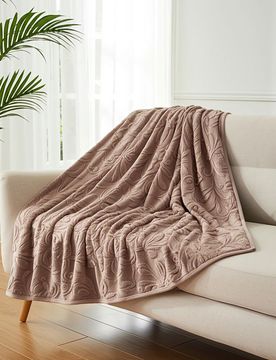 Coperta con motivo vegetale - marrone